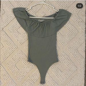 sage green off the shoulder bodysuit